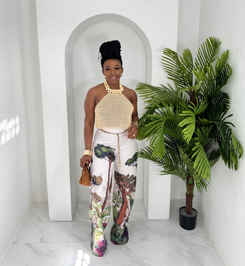 Commande' beaded top pants set
