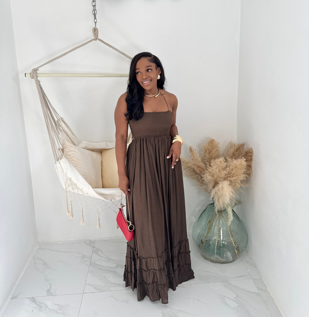 Solenne strappy back maxi dress