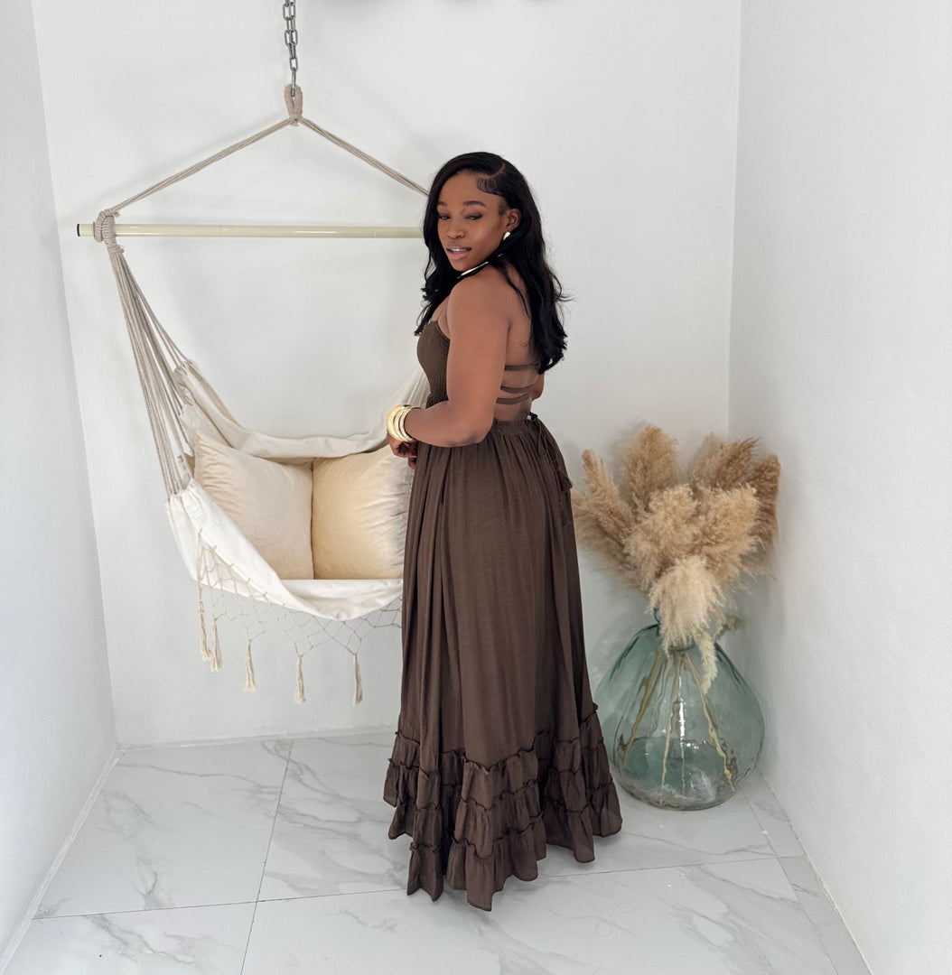 Solenne strappy back maxi dress