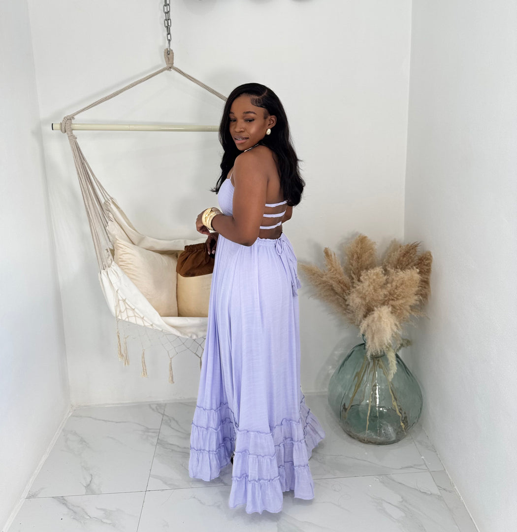 Solenne strappy back maxi dress