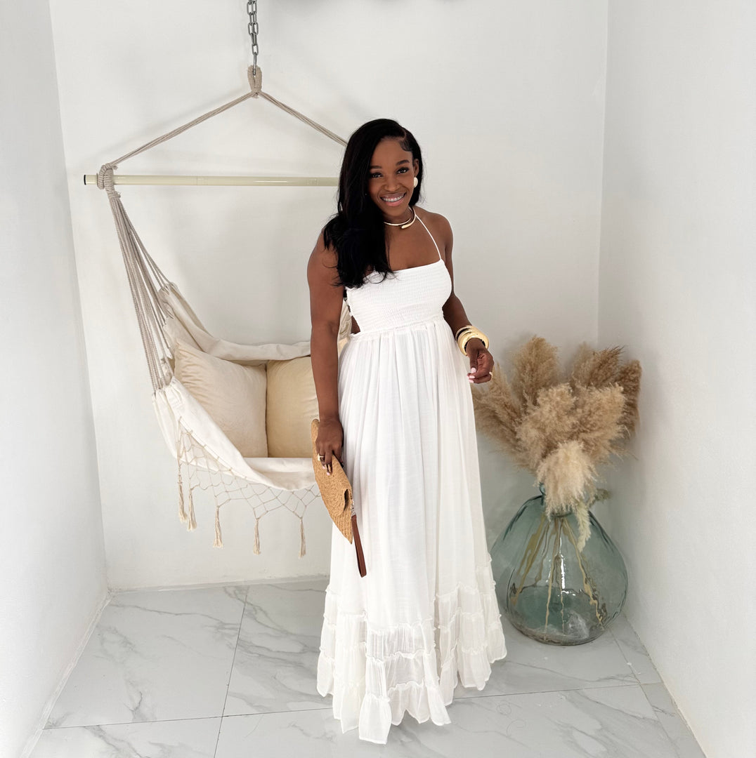 Solenne strappy back maxi dress