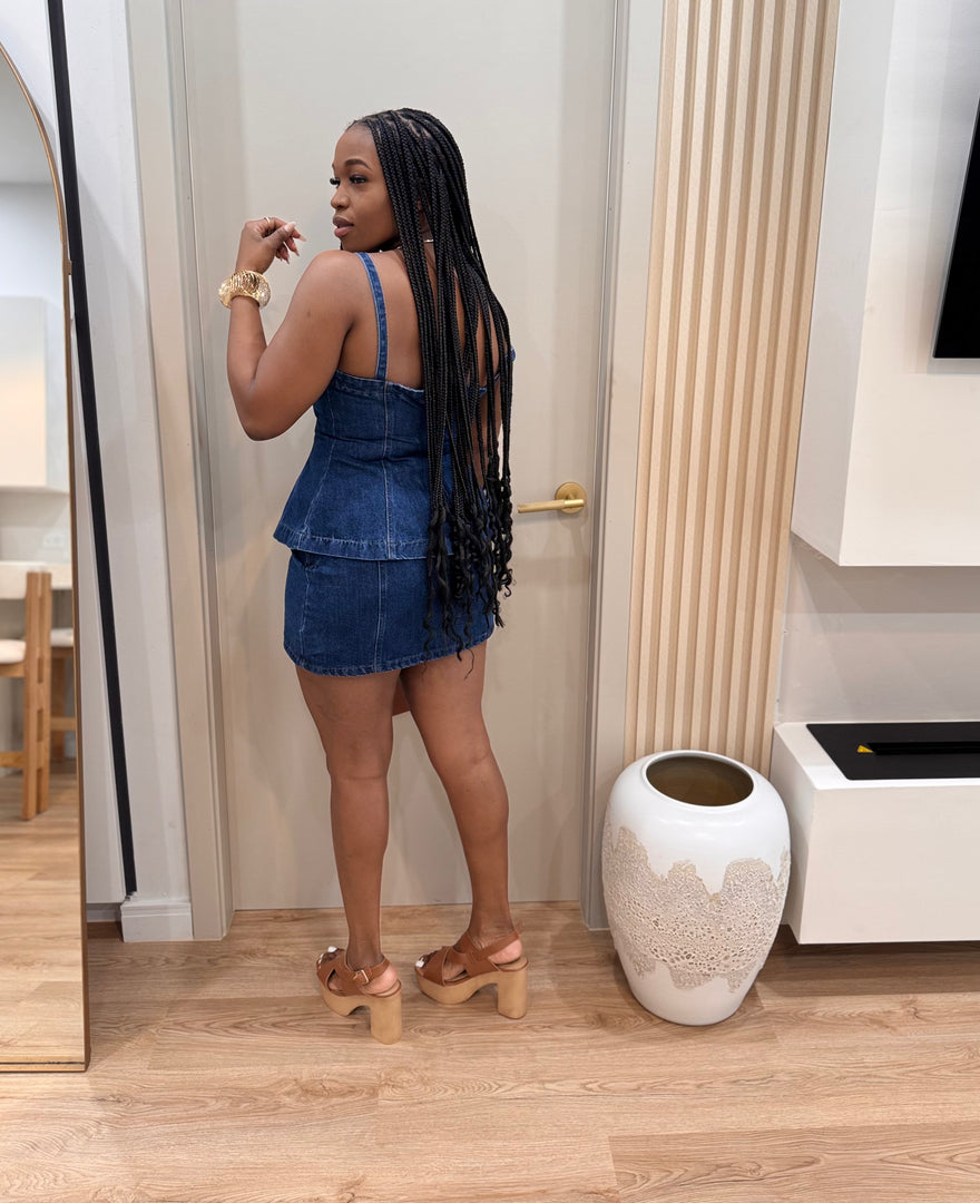 Bella Bombshell peplum mini skirt set