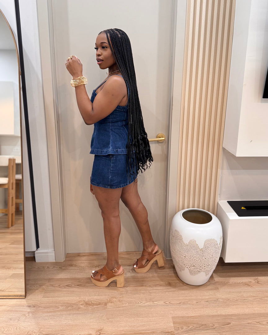 Bella Bombshell peplum mini skirt set