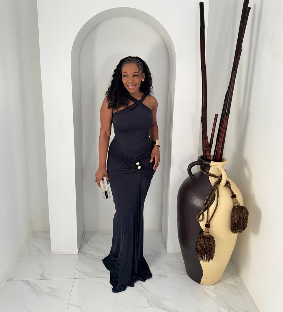 Main Character draped maxi dress