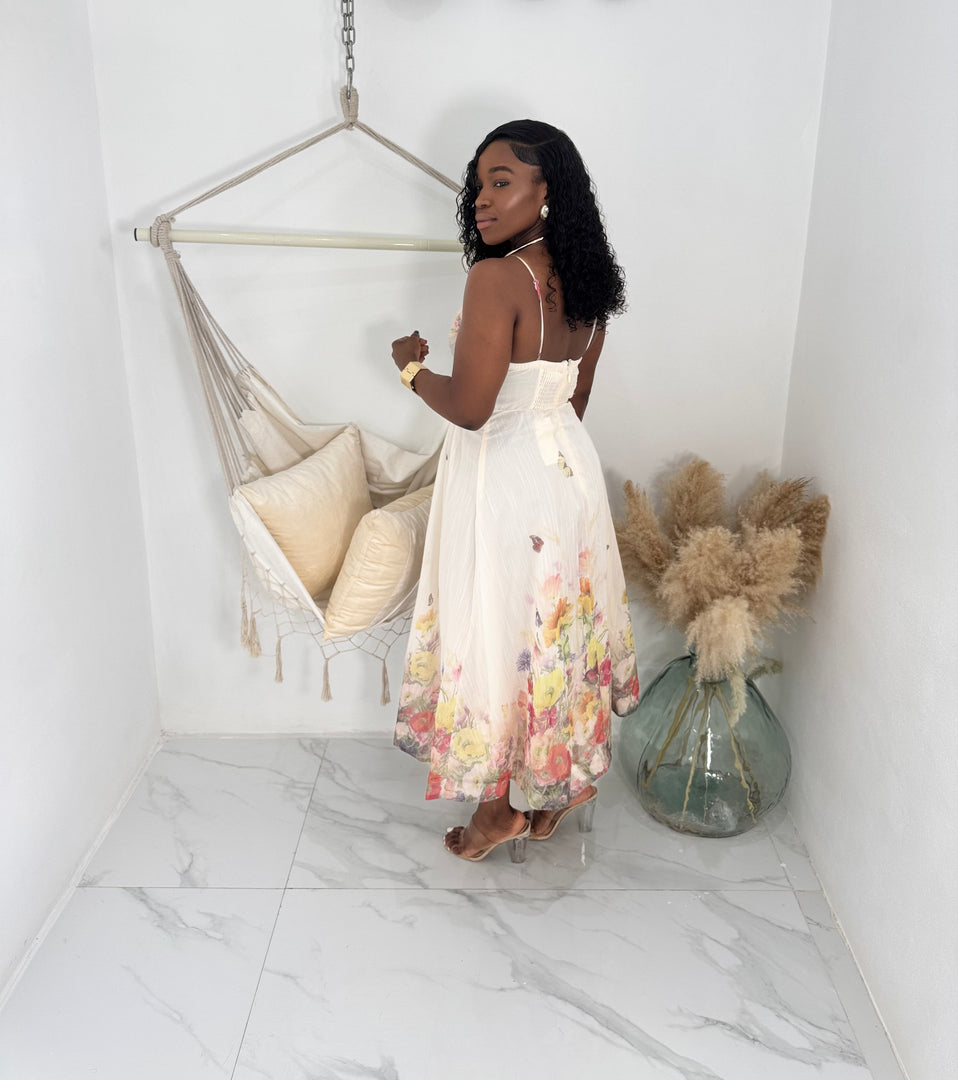 Tulip organza floral midi dress