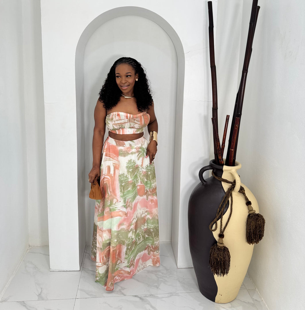 Gardena 2 piece printed skirt set