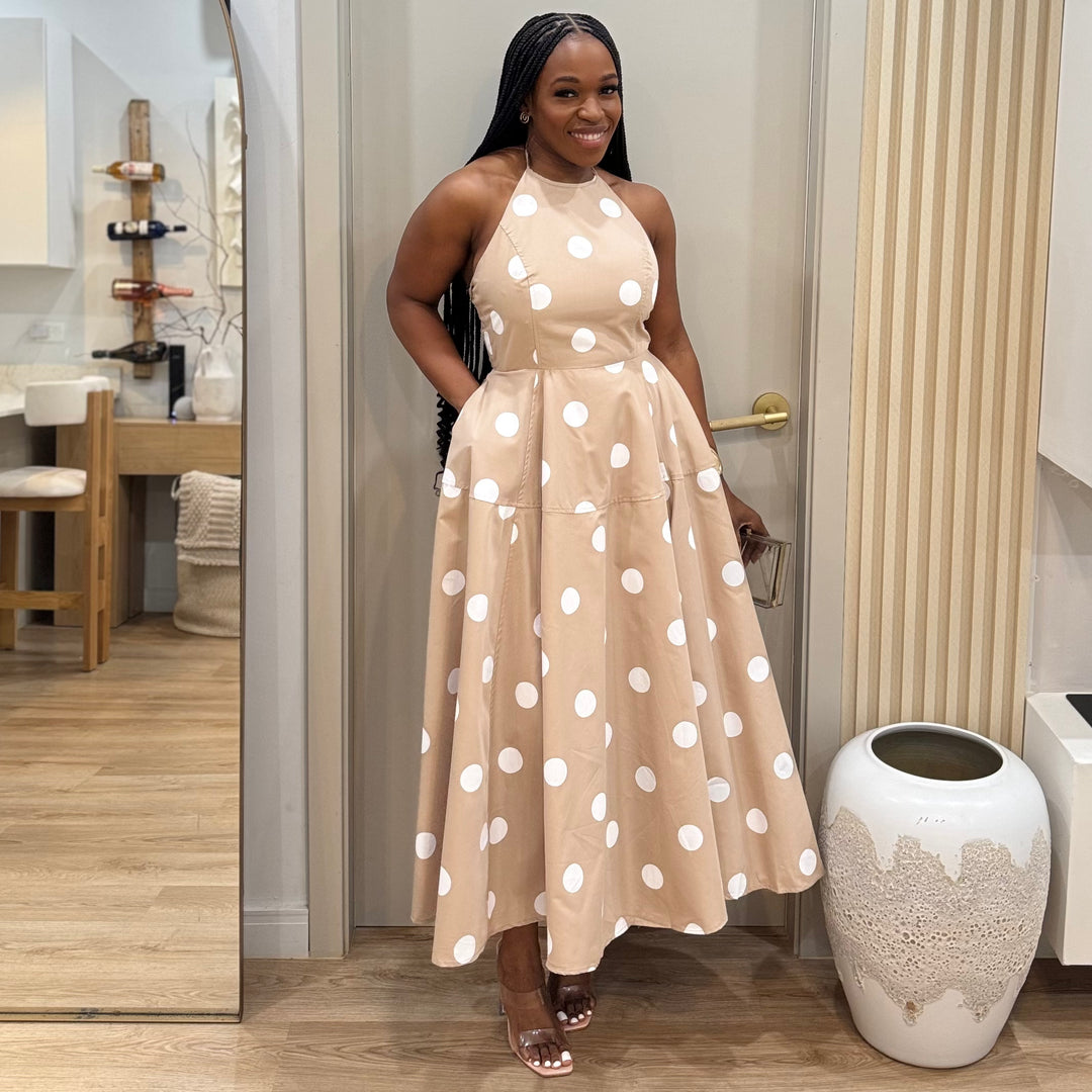 Belle polka dot midi dress