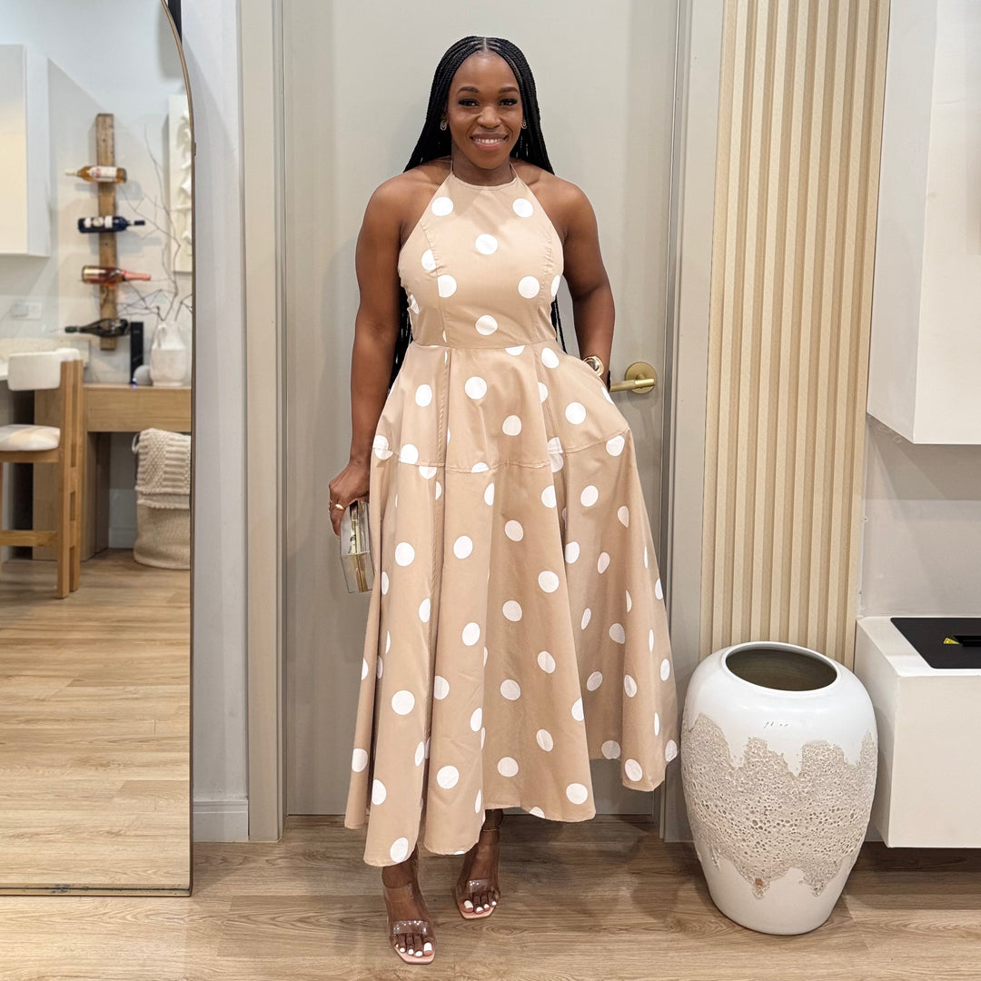 Belle polka dot midi dress
