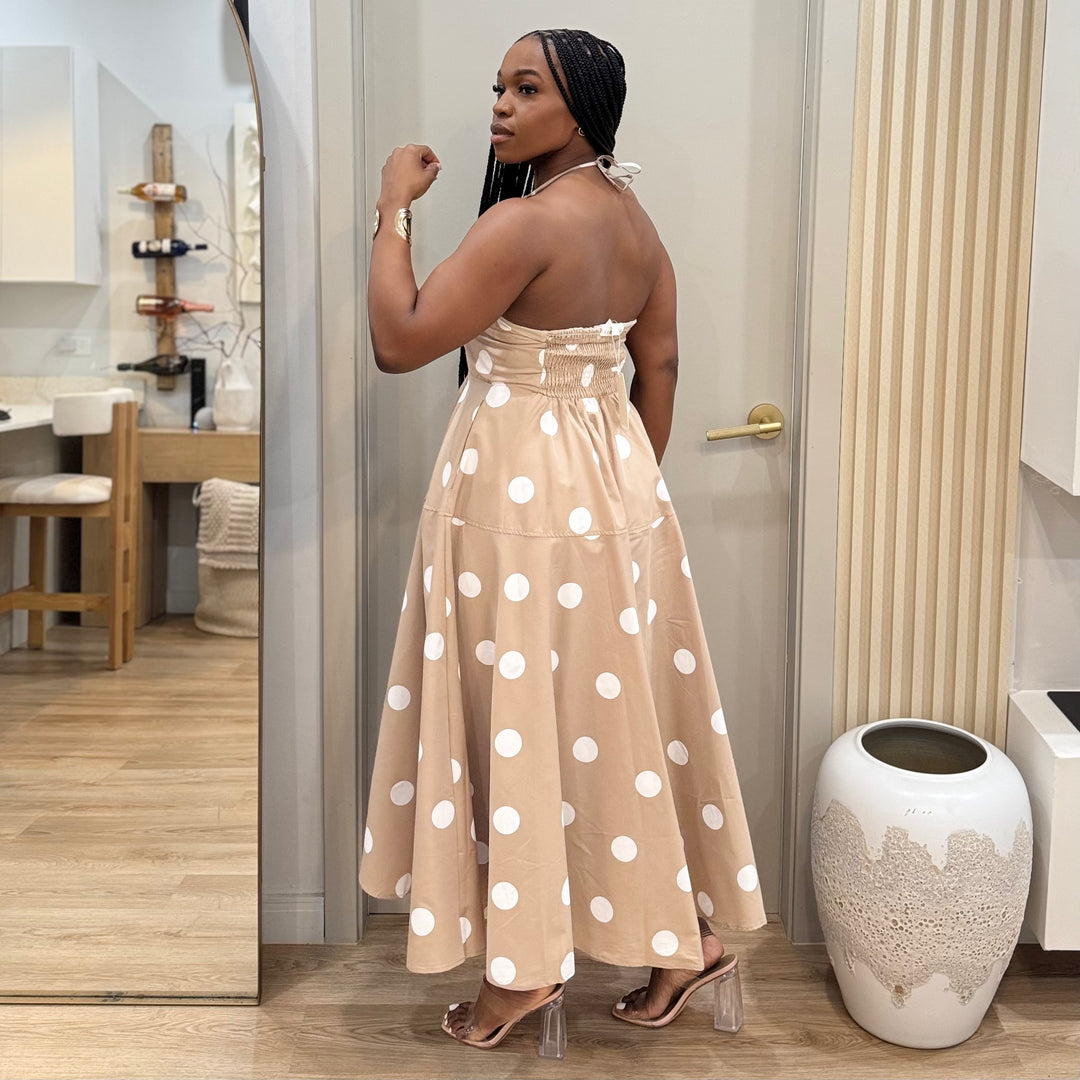 Belle polka dot midi dress