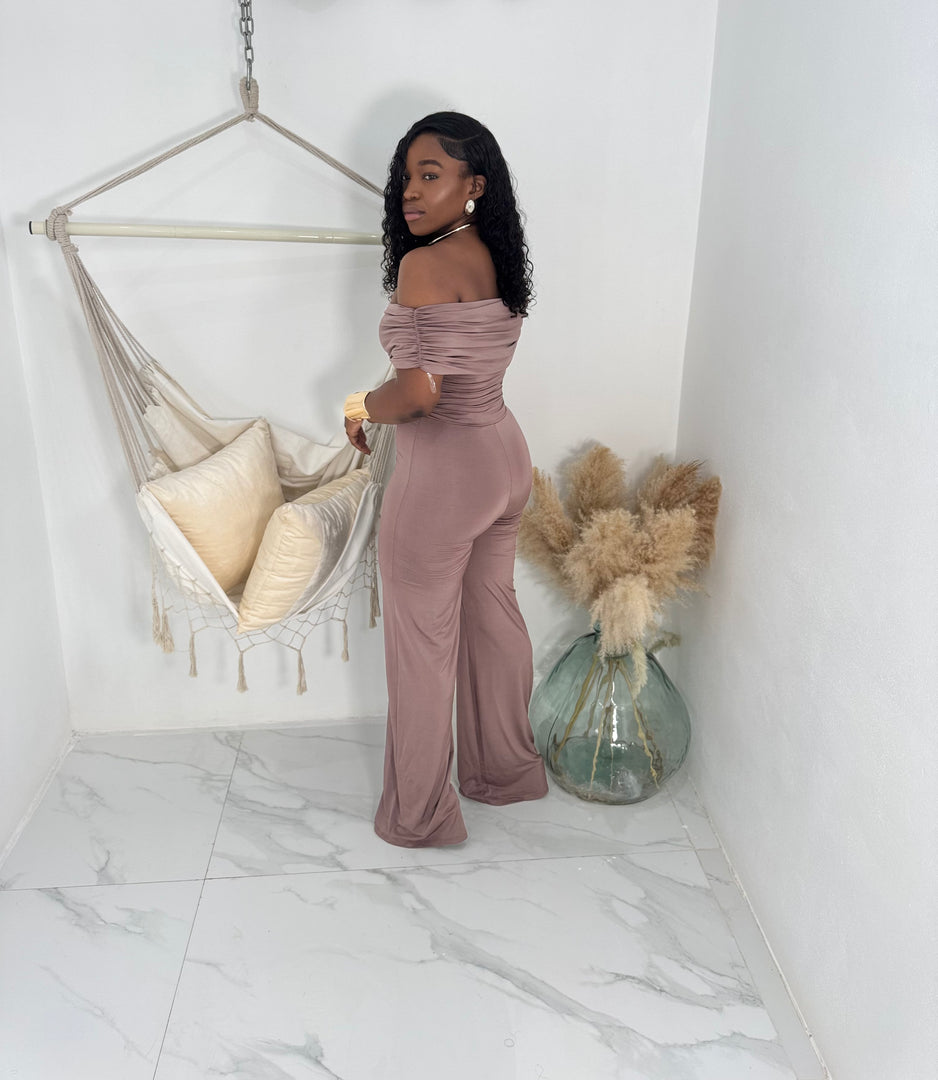 Twisted spirit off shoulder jumpsuit
