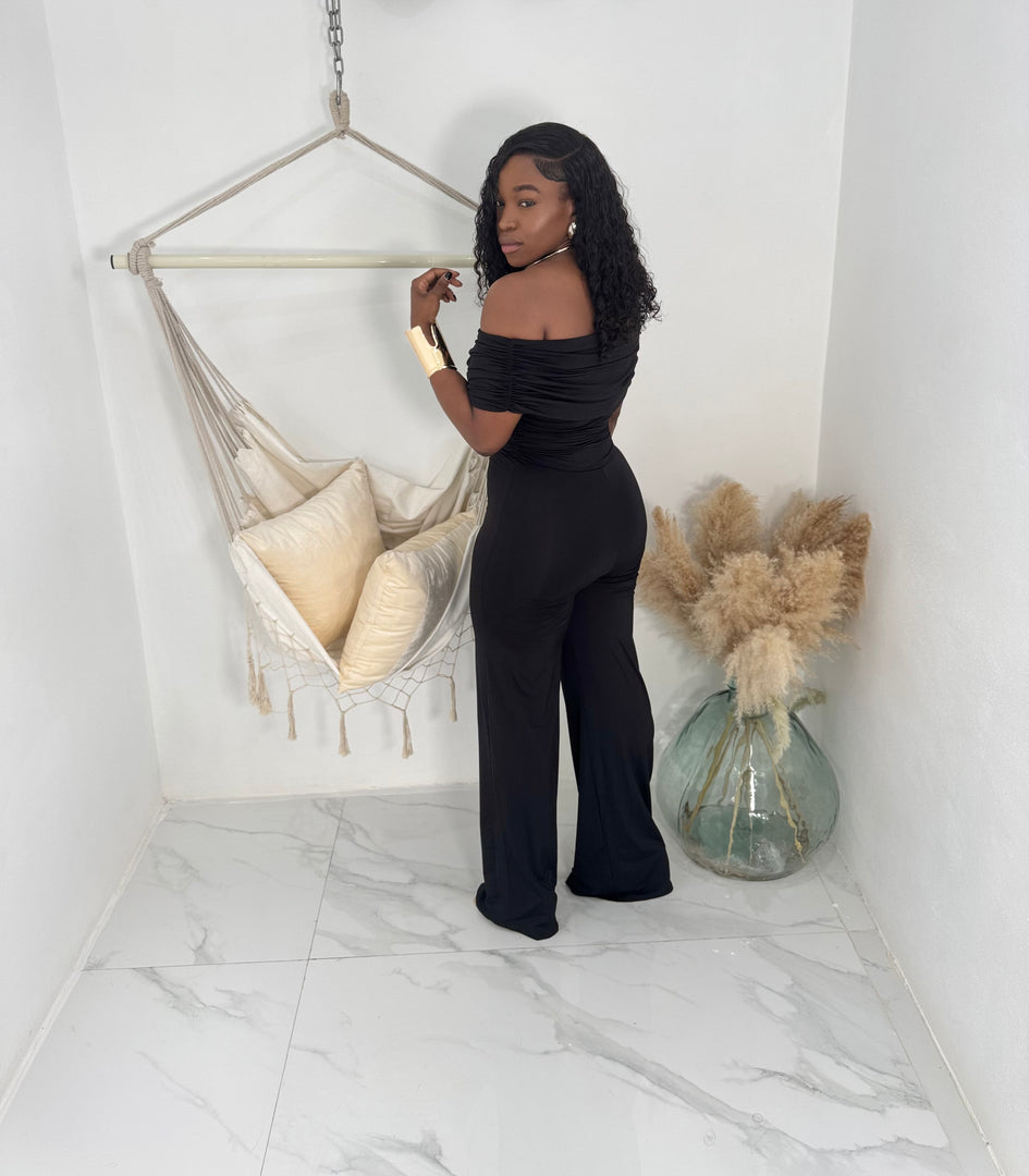 Twisted spirit off shoulder jumpsuit