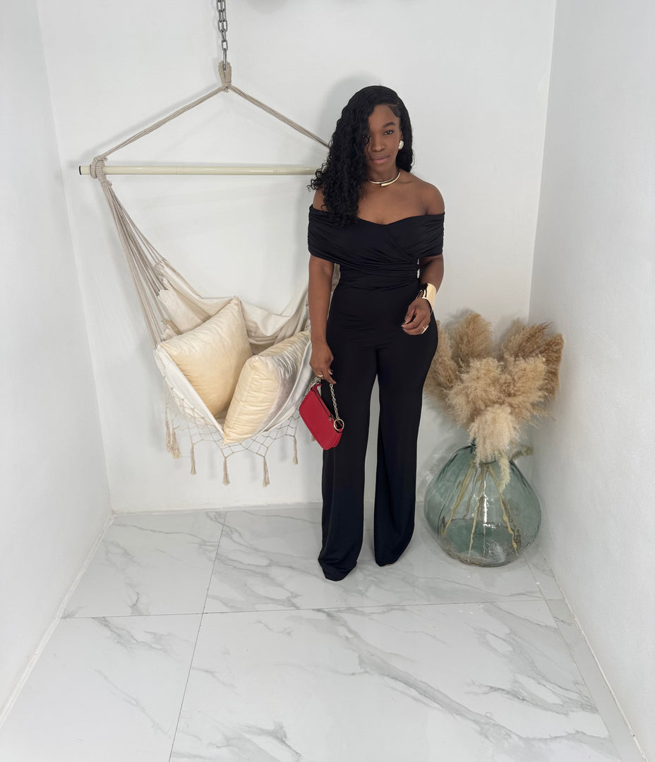 Twisted spirit off shoulder jumpsuit