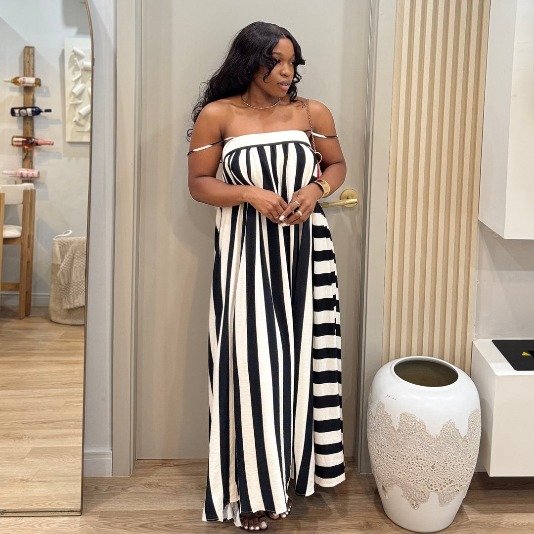 Geneva stripe maxi dress