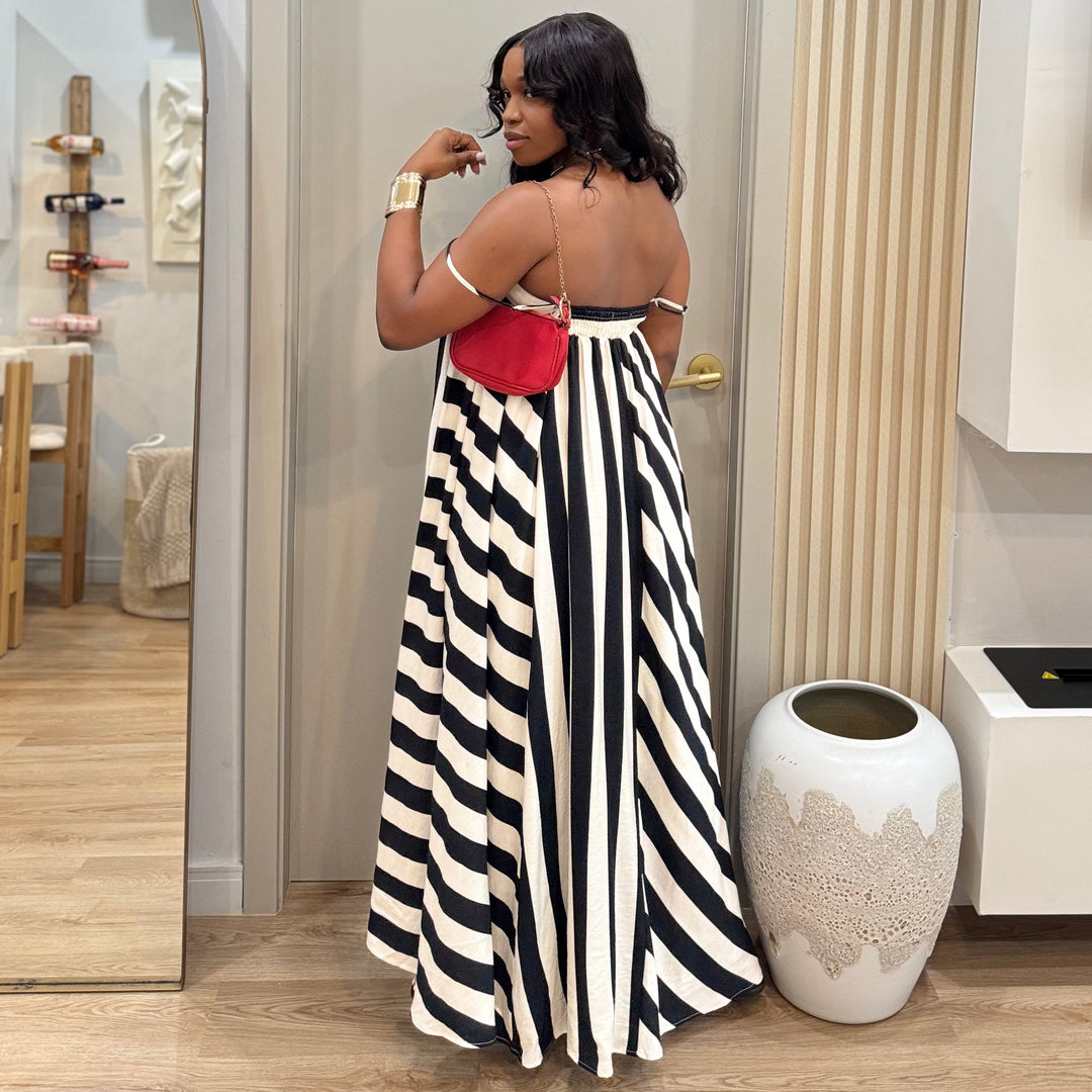 Geneva stripe maxi dress
