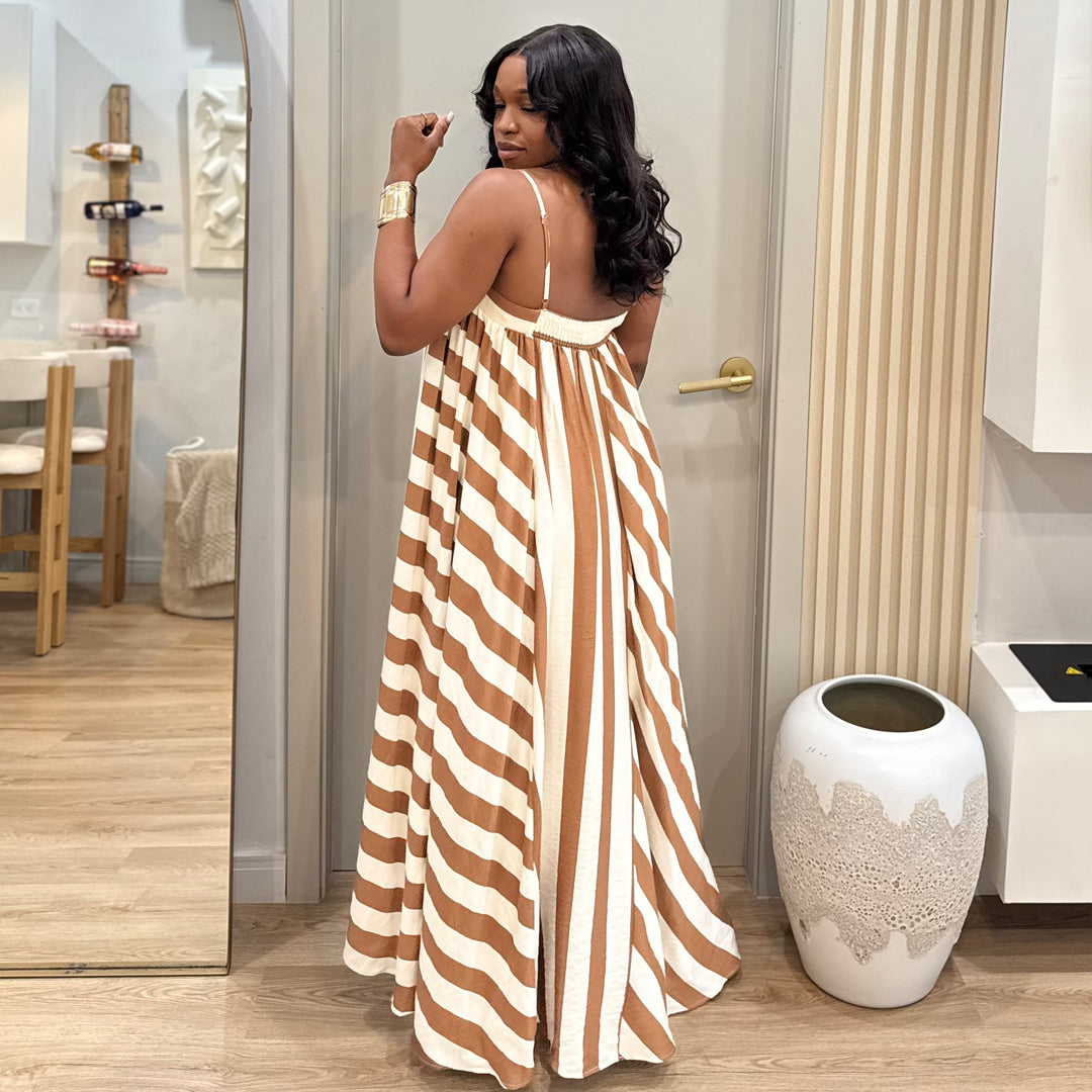 Geneva stripe maxi dress