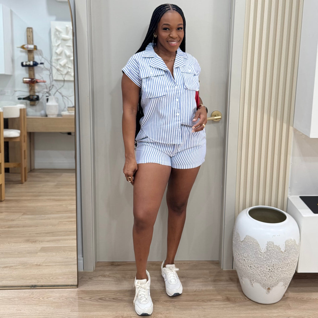 Mave stripe shorts set