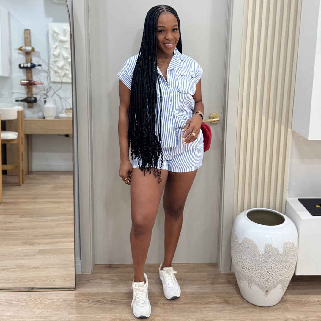 Mave stripe shorts set