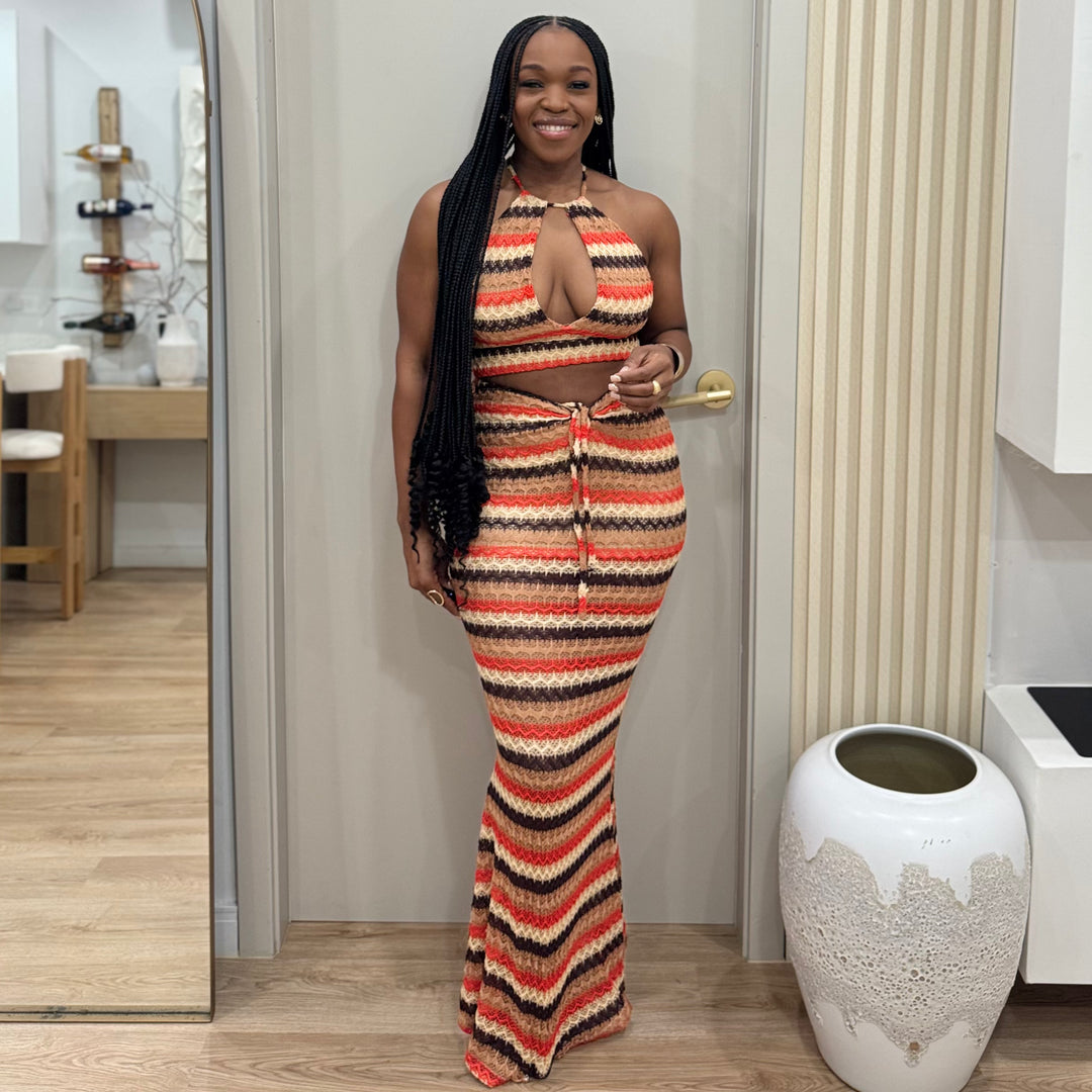 Forma multi color knit skirt set