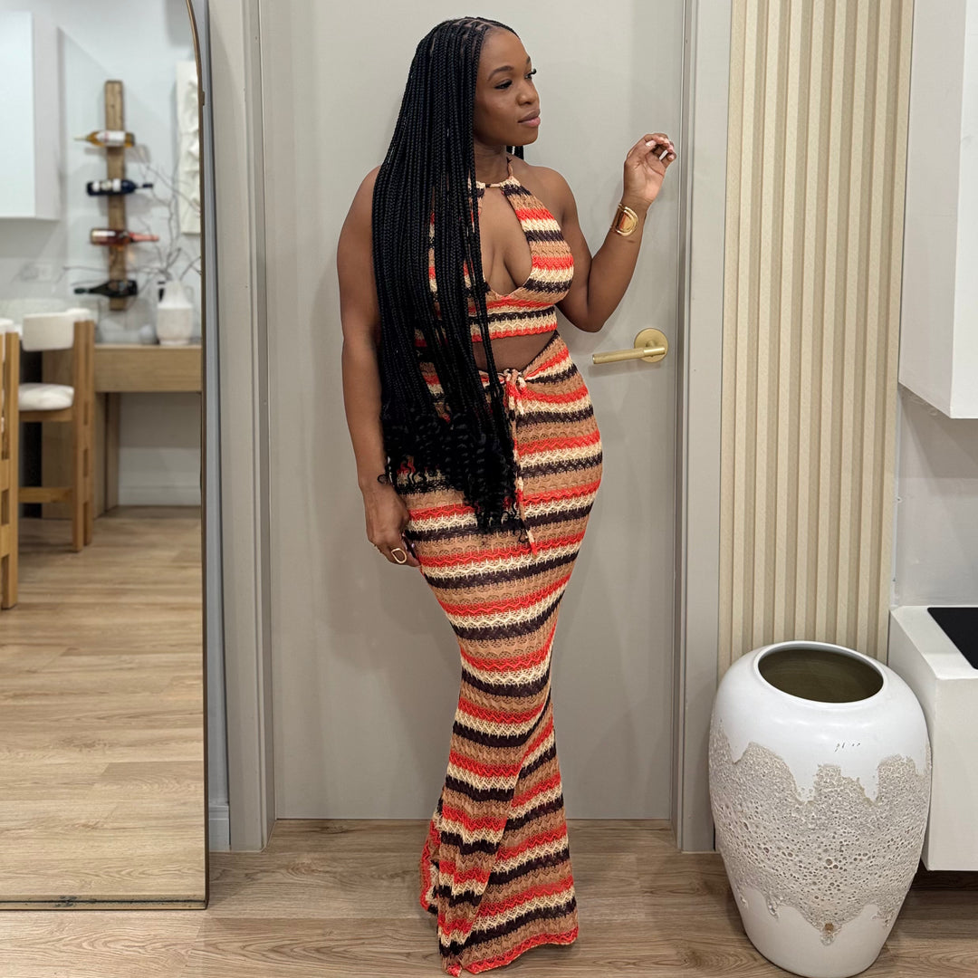 Forma multi color knit skirt set