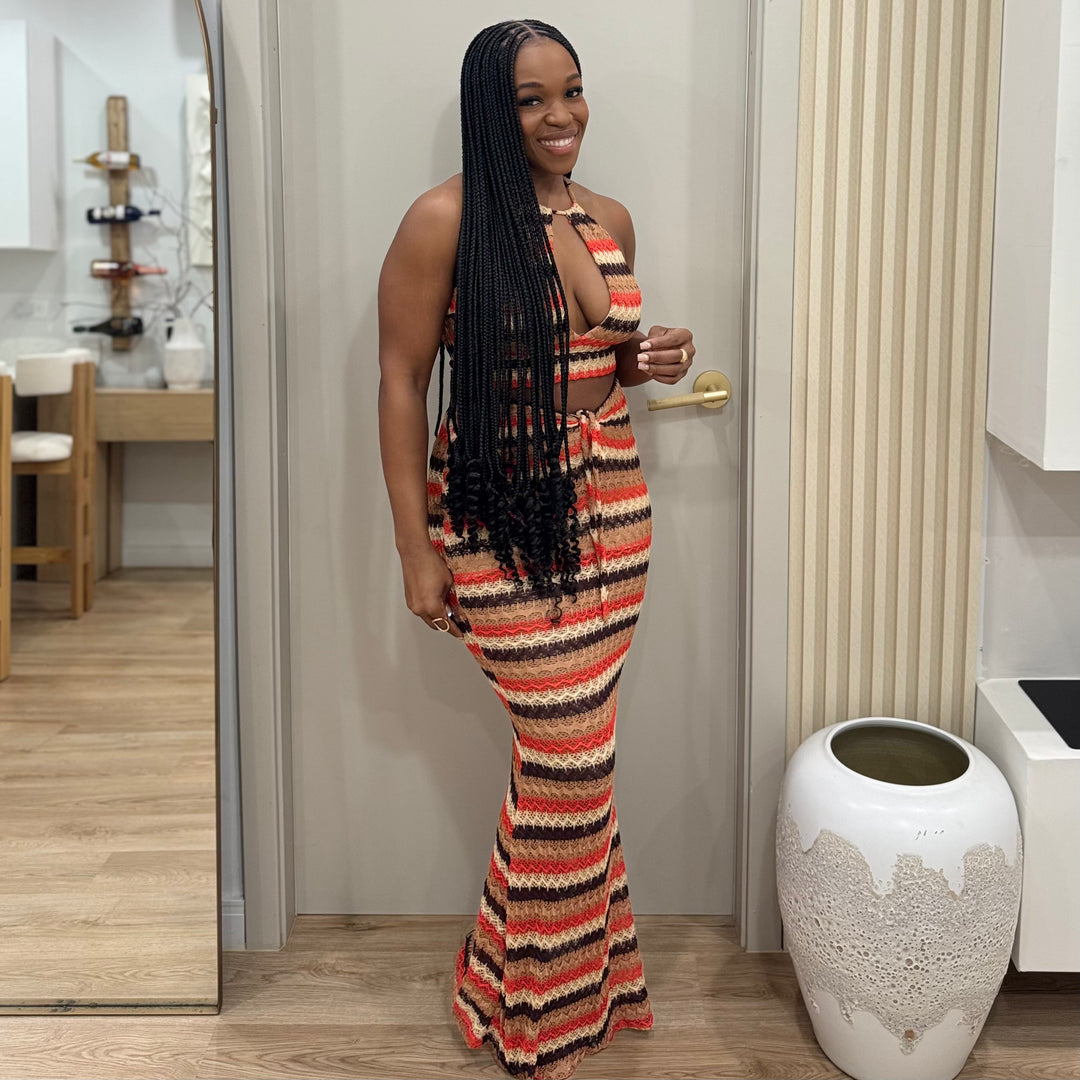 Forma multi color knit skirt set