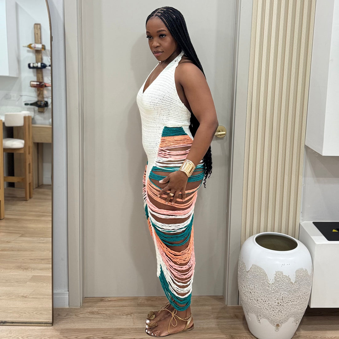 Cay two tone fringe dress