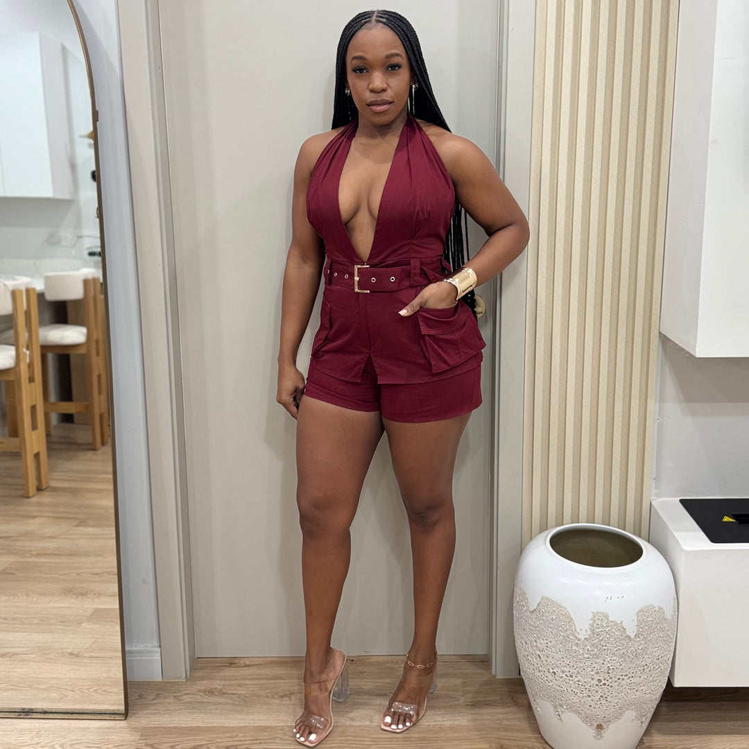 Livia deep plunge  romper