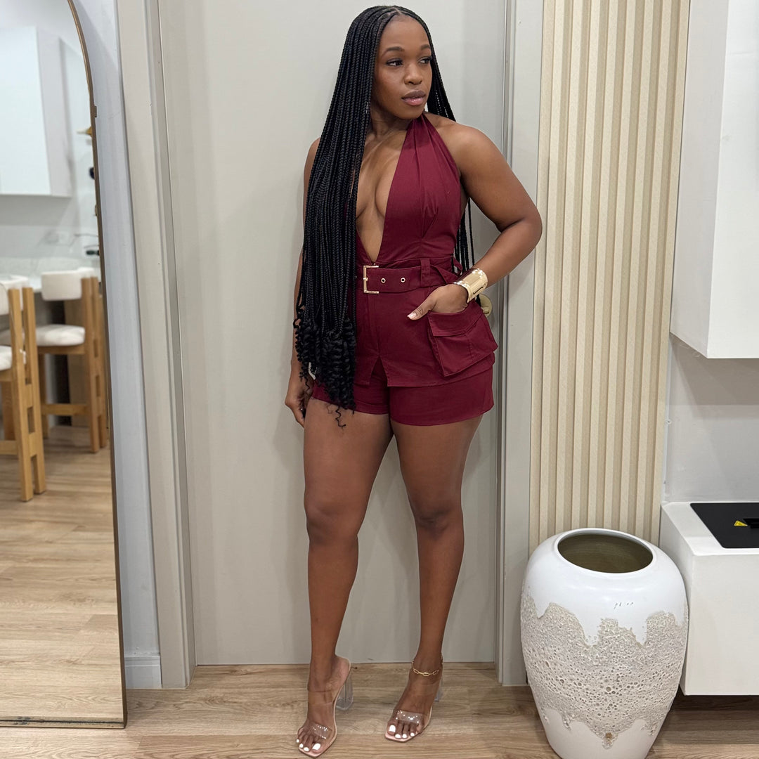 Livia deep plunge  romper