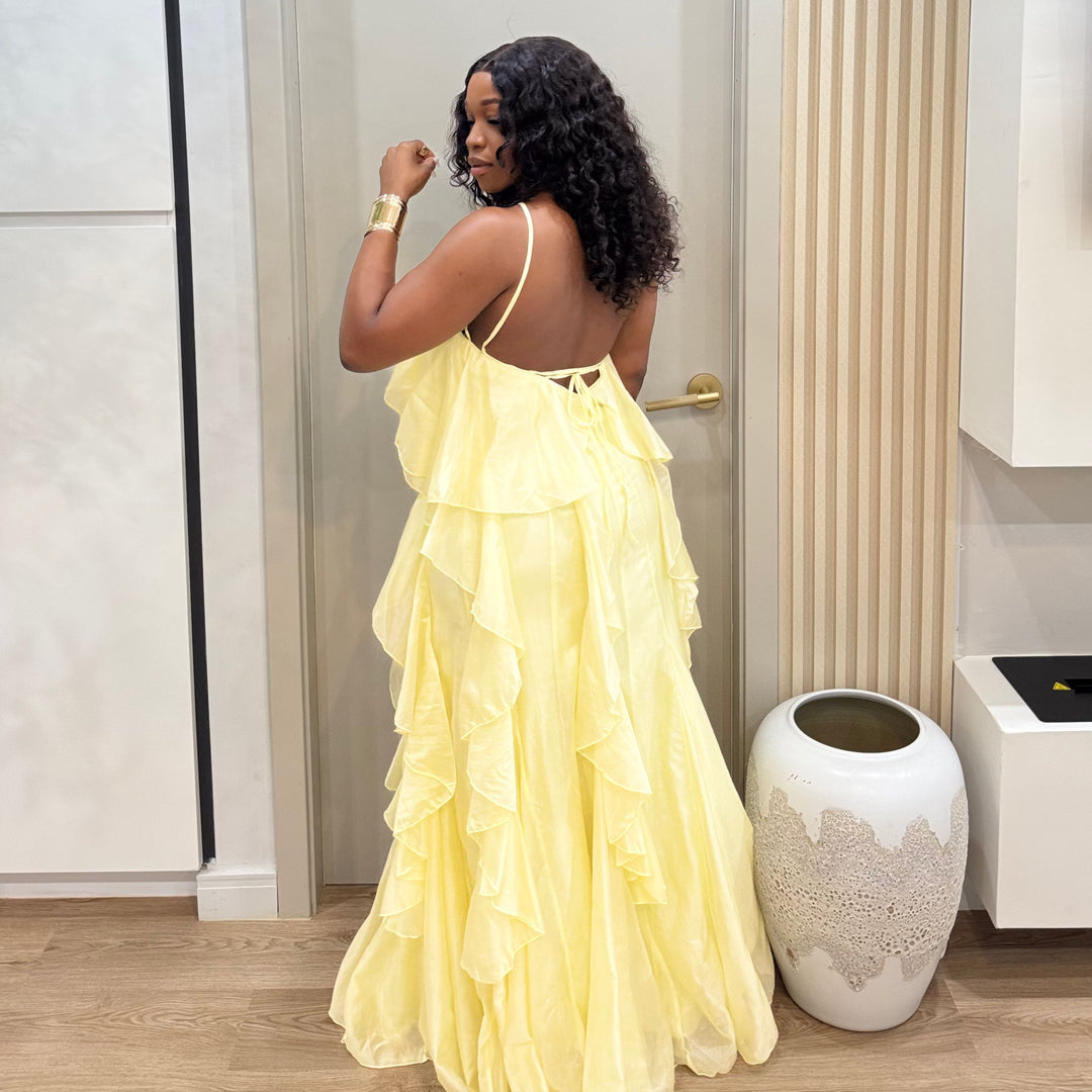 Cascade ruffle maxi dress