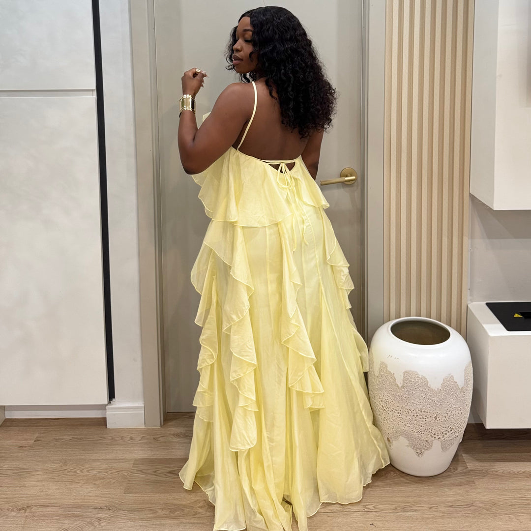 Cascade ruffle maxi dress