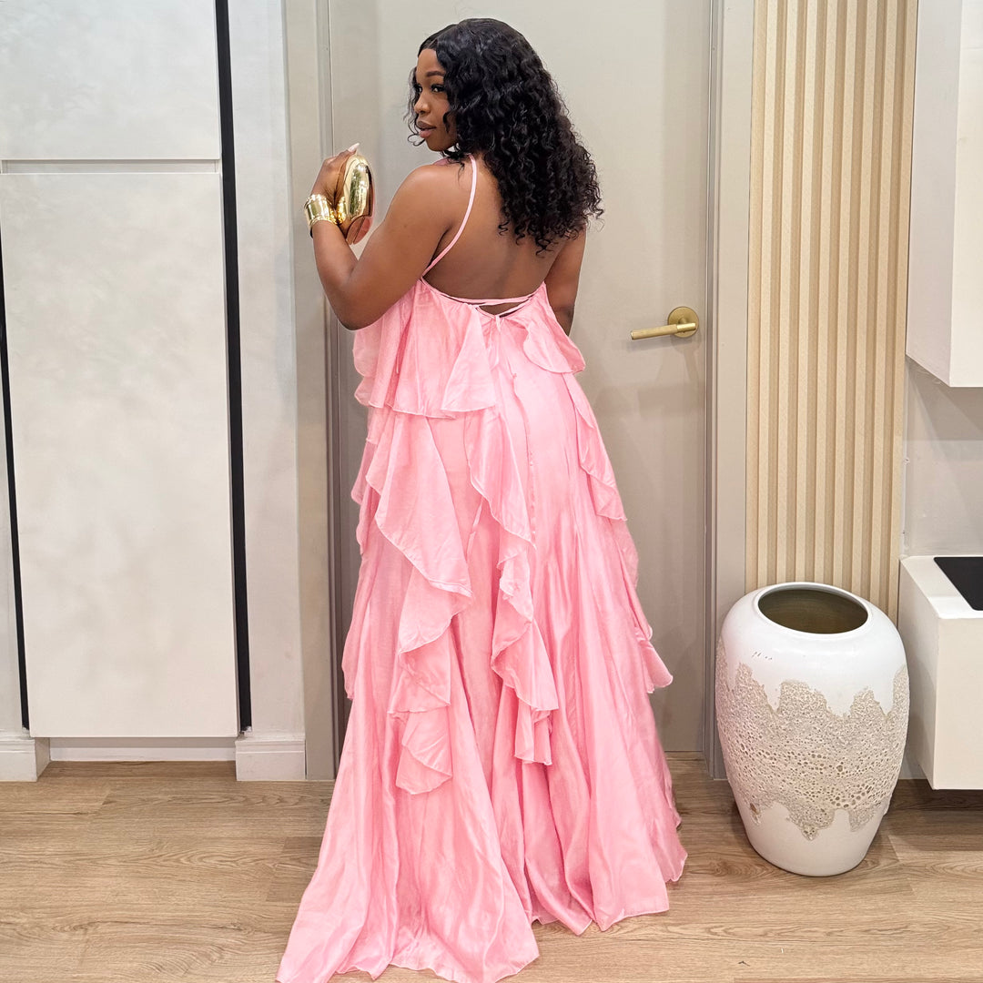 Cascade ruffle maxi dress