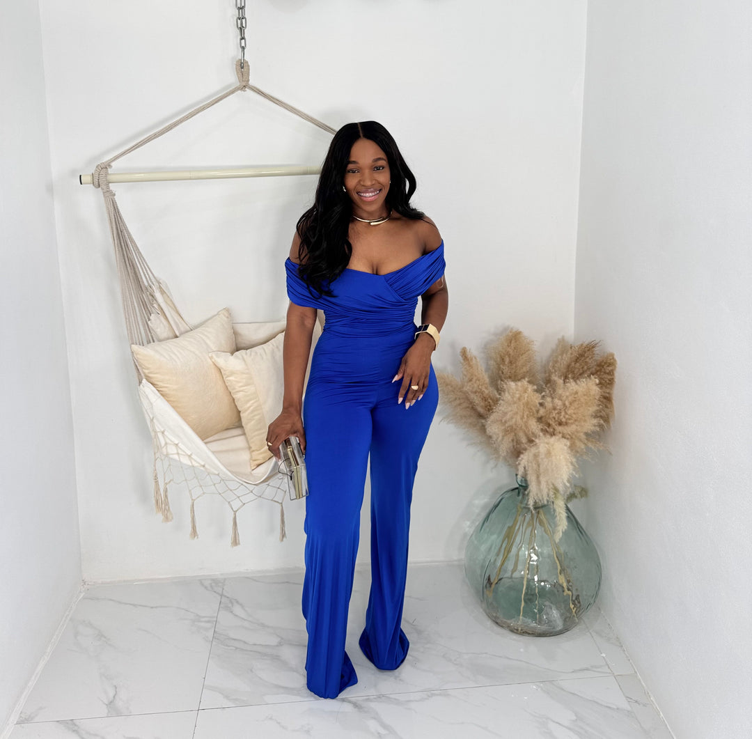 Twisted spirit off shoulder jumpsuit
