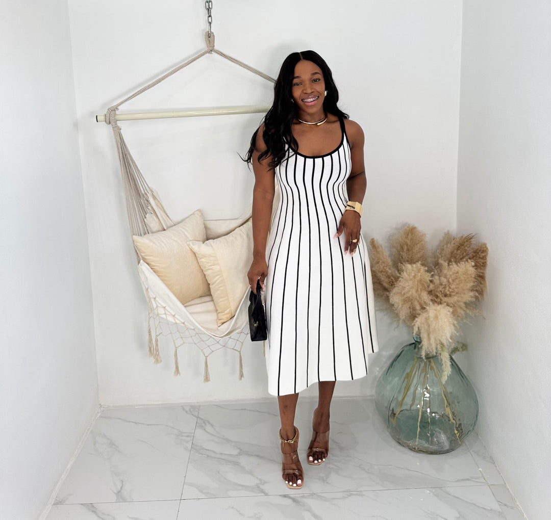 Alina stripe midi knit dress