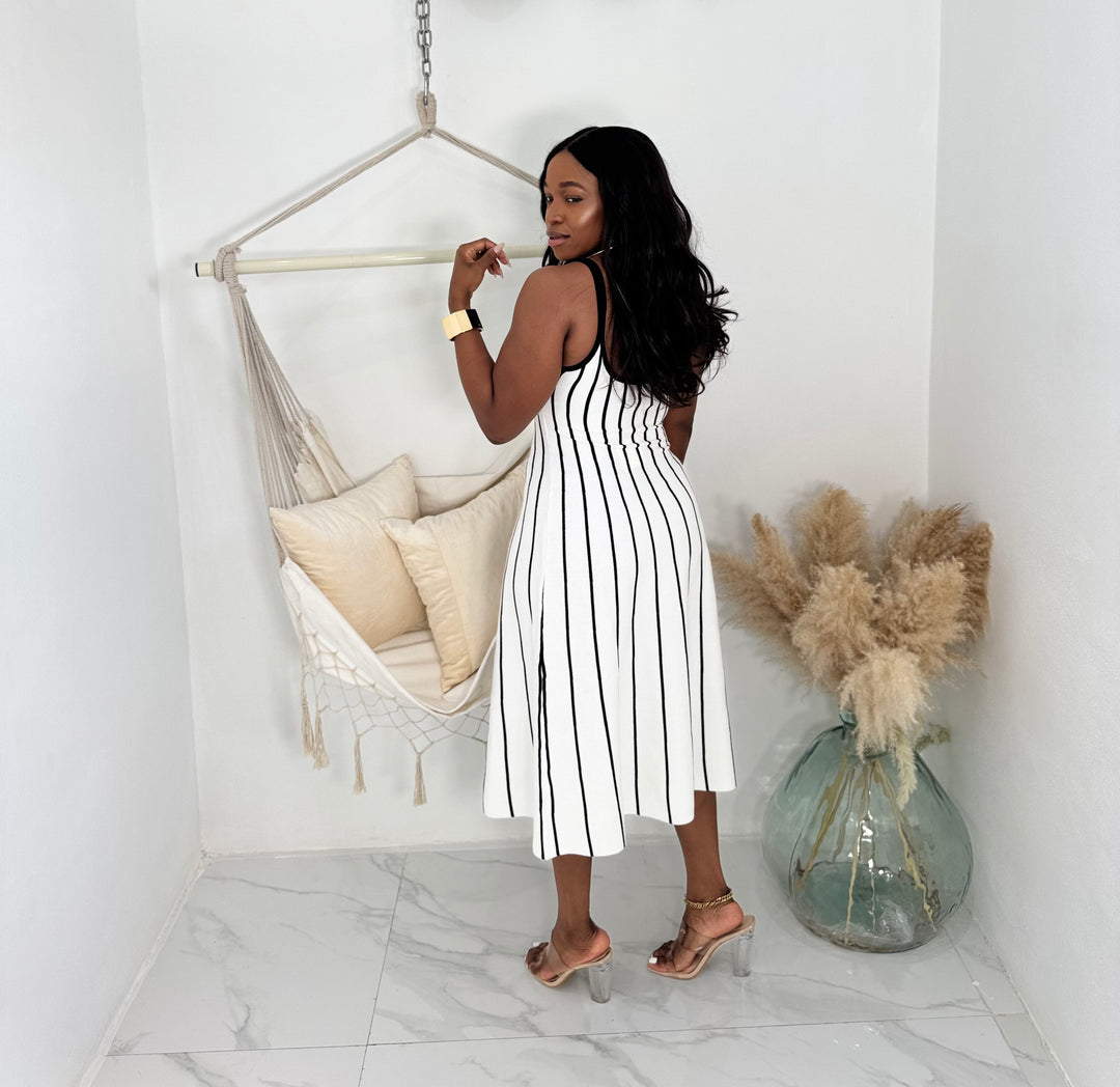 Alina stripe midi knit dress