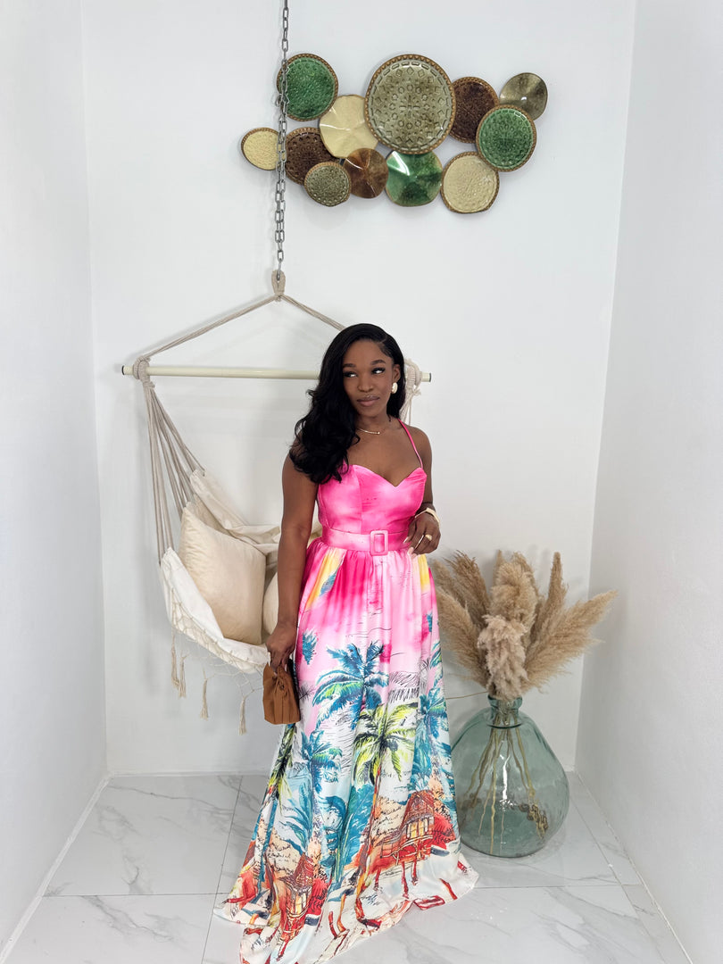 Bloom Babe pink printed maxi