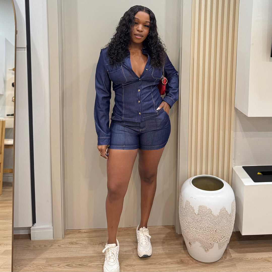 Street Society denim shorts set