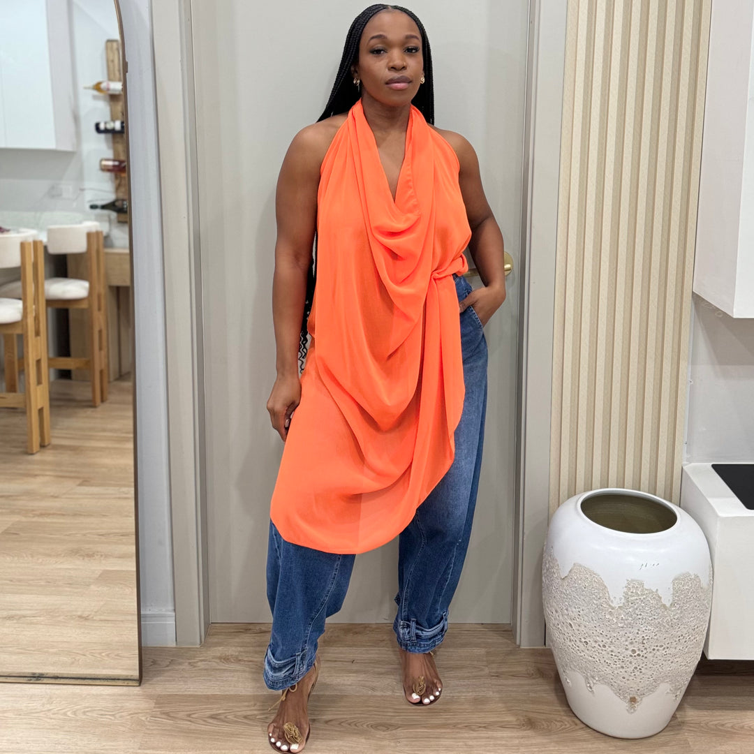 Ms Tangy deep plunge chiffon top