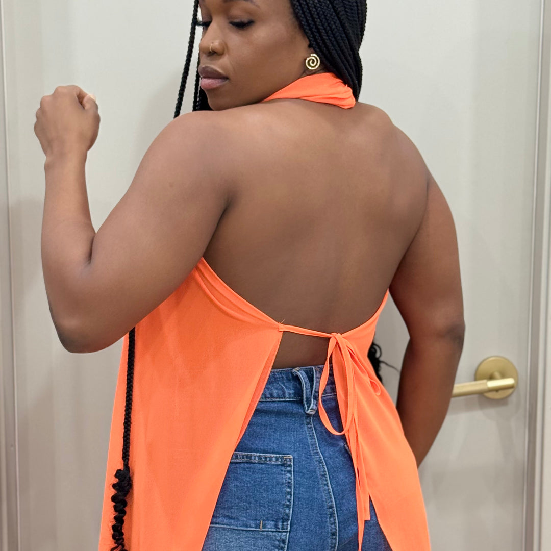 Ms Tangy deep plunge chiffon top