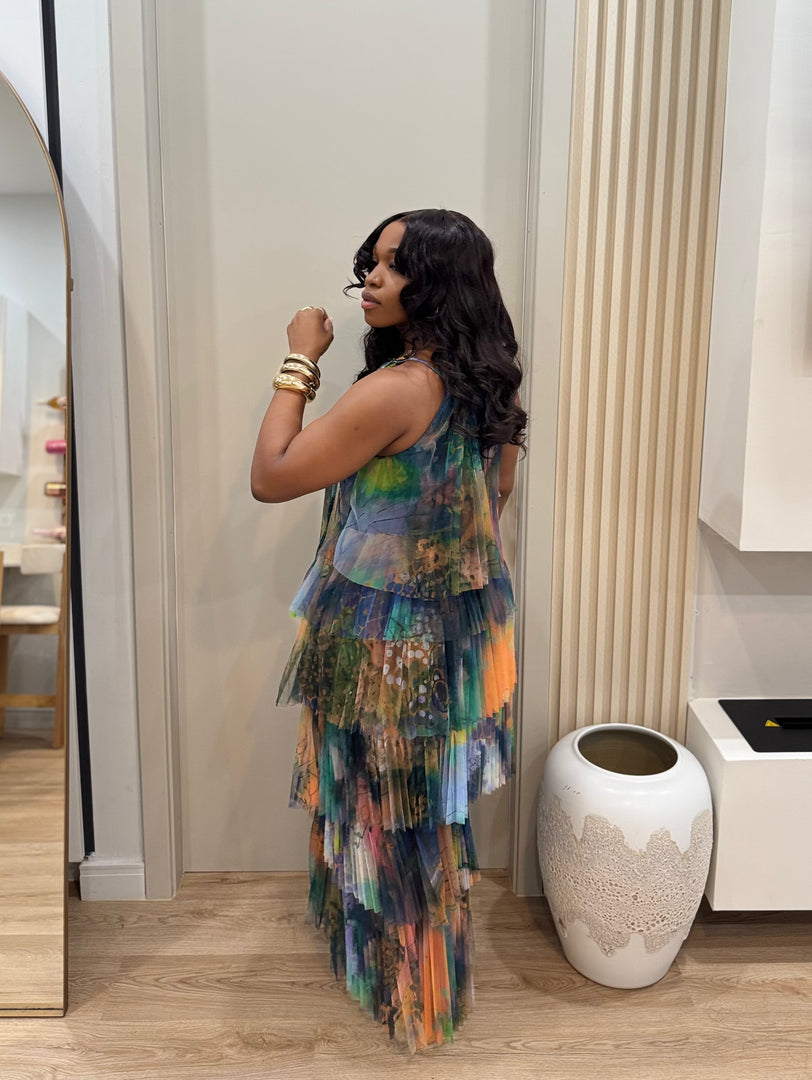 Her moment layered printed maxi