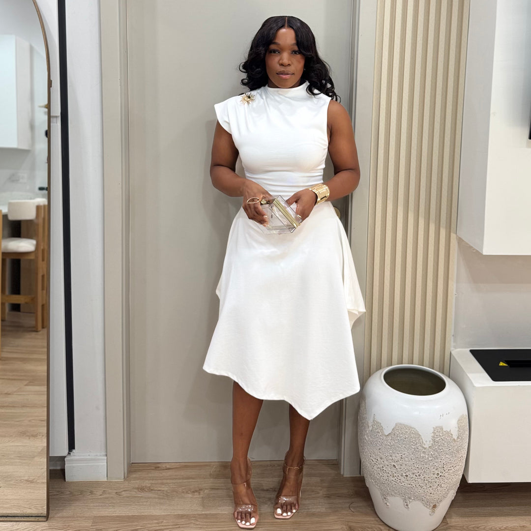The Merit midi dress ( Gold accent)