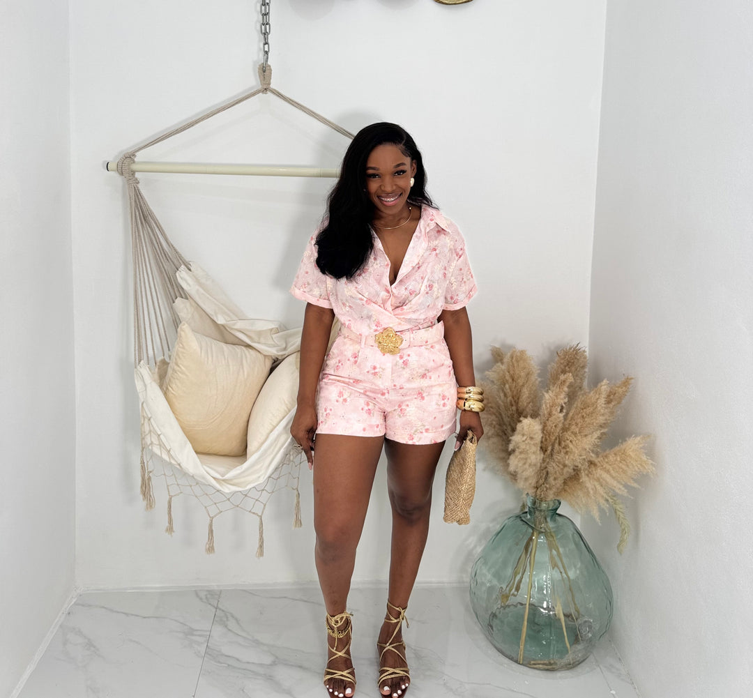 Champagne Chic floral romper