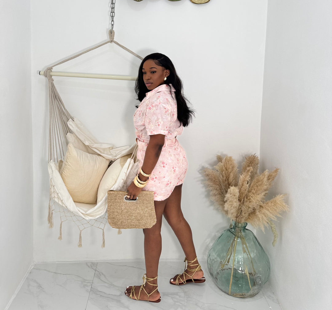 Champagne Chic floral romper