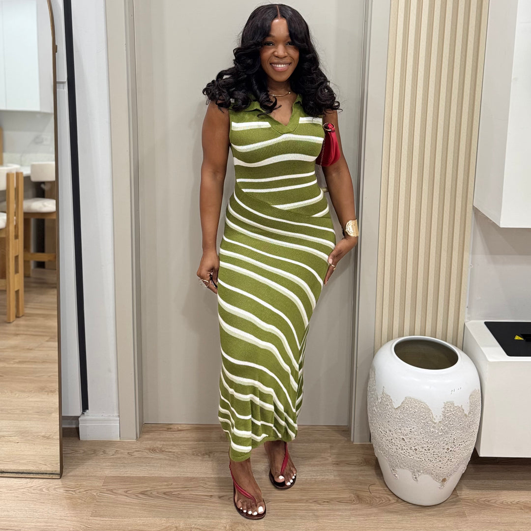 Zyana stripe midi dress