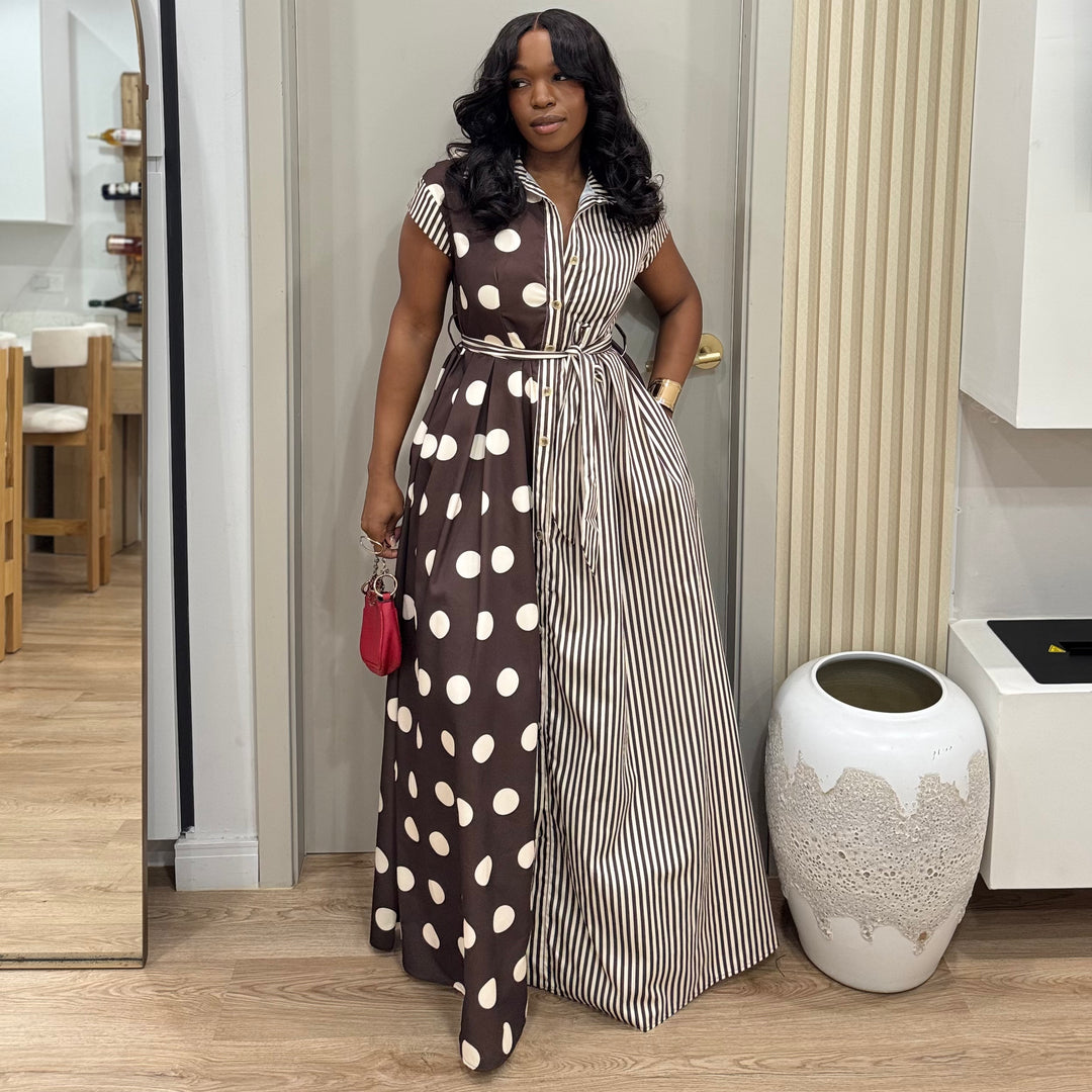 Venae polkadot contrast maxi dress