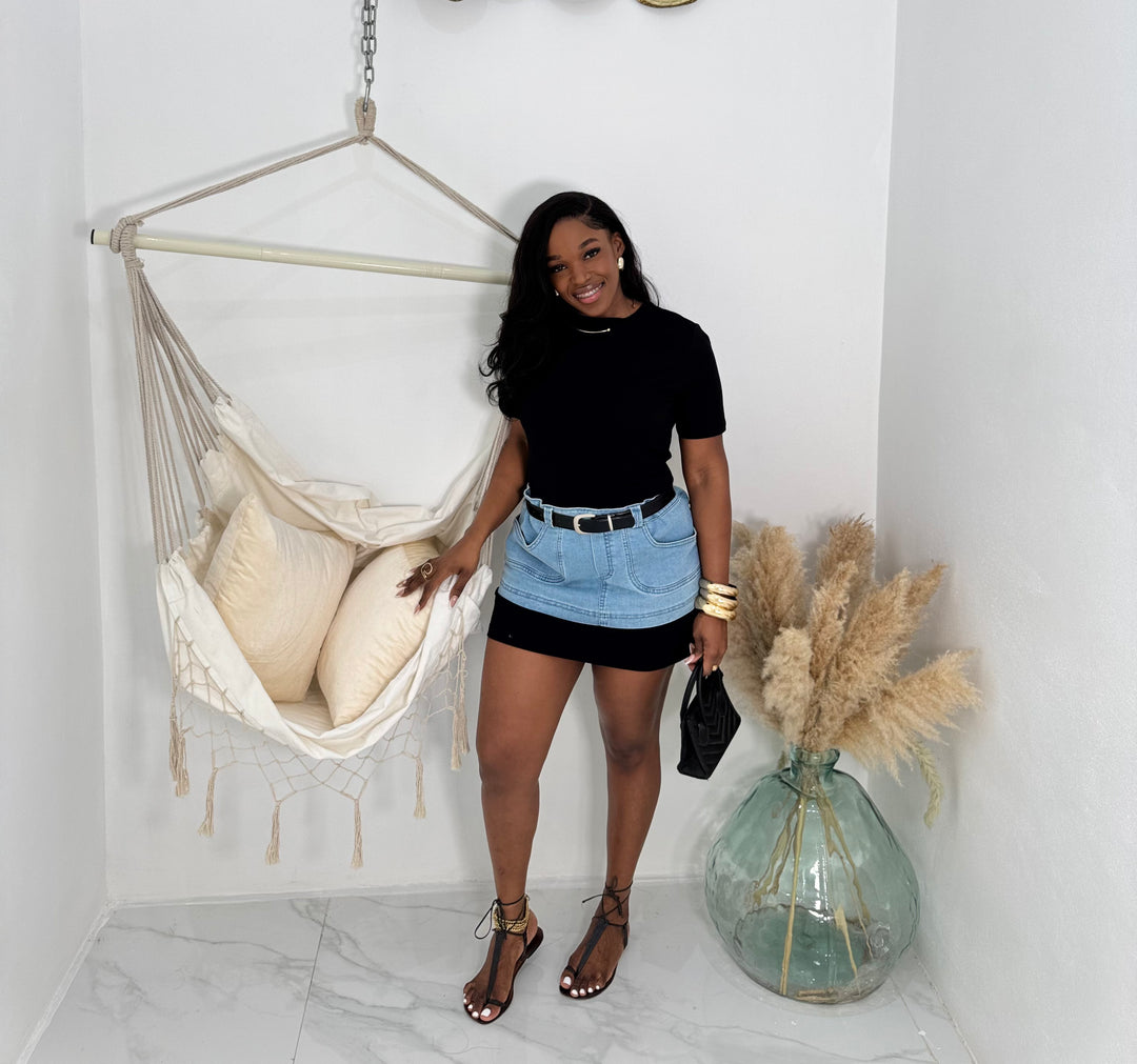 Patchwork denim mix mini dress