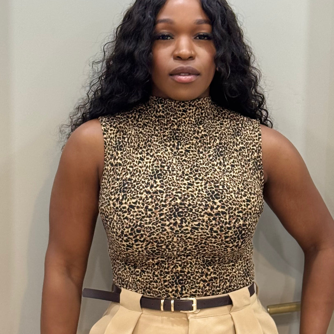 Ria cheetah high neck top