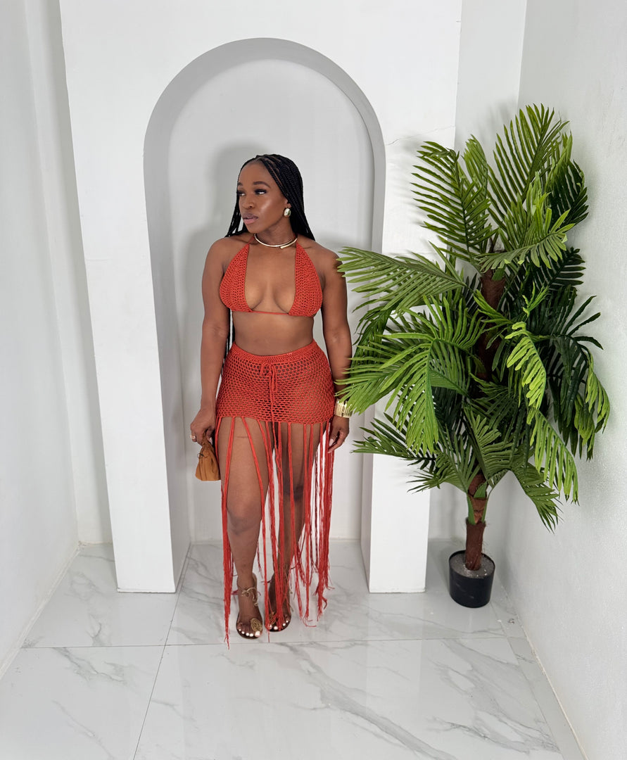 Foreign Ting crochet skirt set