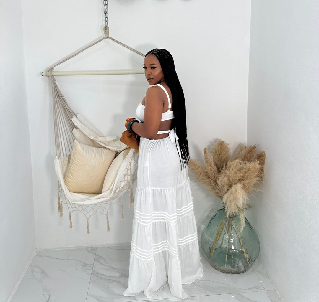 The Wanderlust white strappy maxi