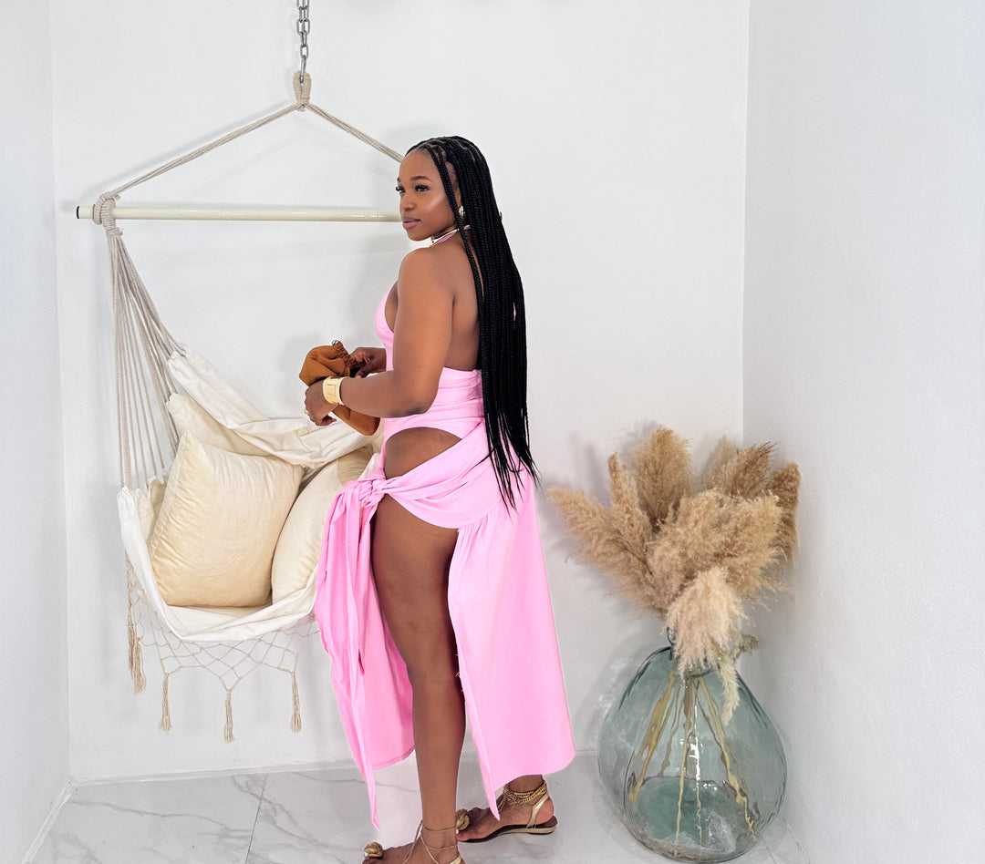 The Side Chic alter neck midi dress