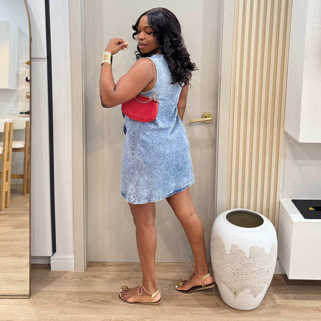 Vela scallop mini denim dress