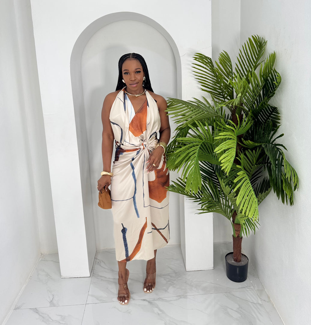 Champagne hour printed midi dress